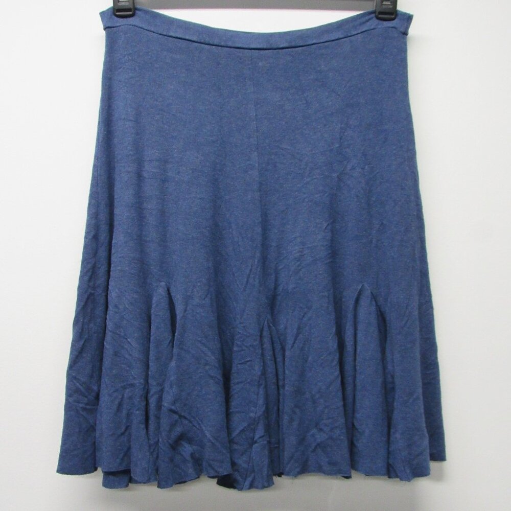 Only Hearts Helena Stuart NYC Made in the USA Blue Pull On Pleat Hem Skirt sz M